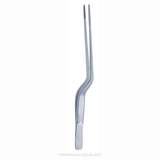 Gruenwald (Jansen) Thumb Forceps, Bayonet, Dressing Forceps, Serrated Tips, 6 1/4" (15.9 Cm)